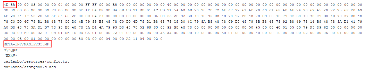 Figure 3: Sample 19154b831614211de667c2aedd6a4b5b89d4bfc1e129eb402a6300ad2e156dcf with HEX values appended.