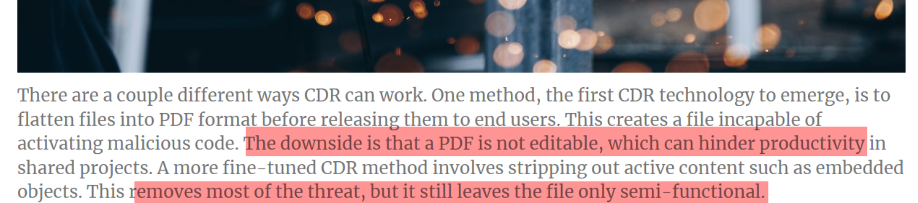 Figure 1: CDR can lead to loss of functionality in documents (Source: Infused Innovations†)