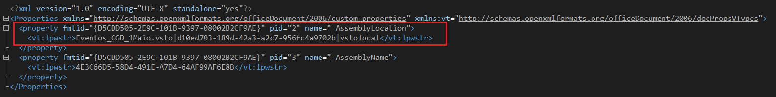 図5-“Eventos_CDG_1Maio.docx”に含まれる悪意のある”custom.xml”は、.ISOファイル上のローカルに存在する隠れた「アドイン」を参照している