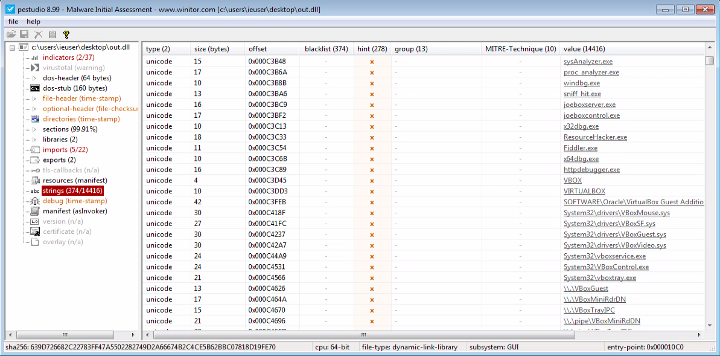 Figure 15 – Strings associated with Anti-VM Code.