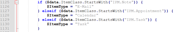 Figure 2: Microsoft’s PowerShell code that looks for three specific types of messages