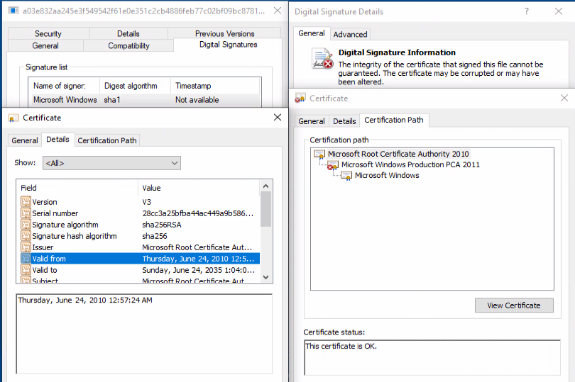 Figure 5: Certificate chain before installation of the root certificate