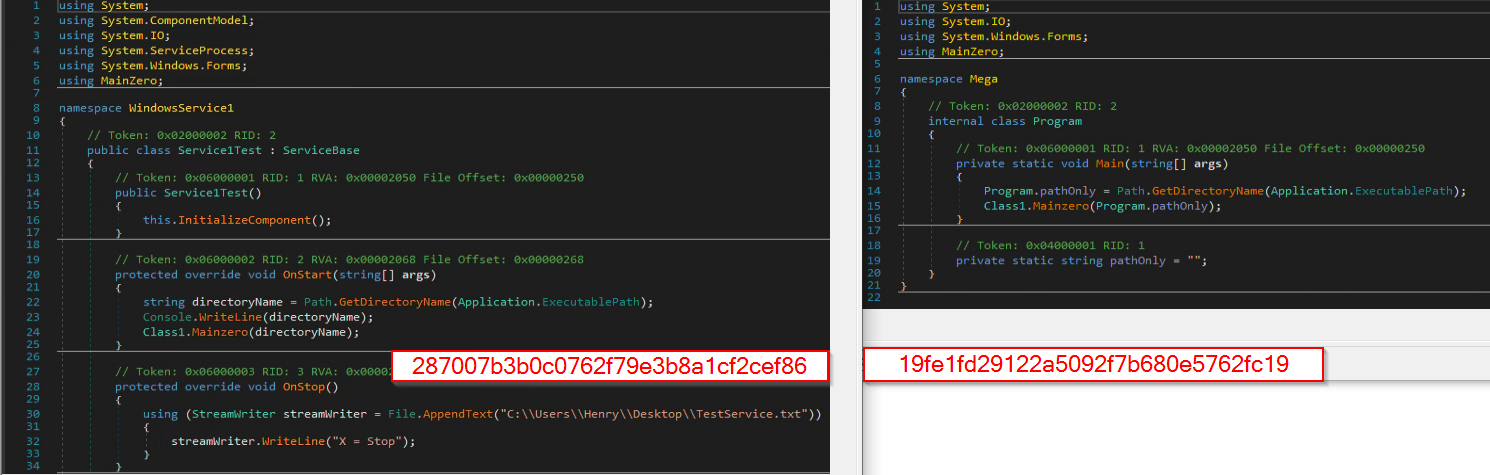 Figure 1: On the Right – New MegaCreep loader, On the Left – MegaCreep loader analyzed by ESET