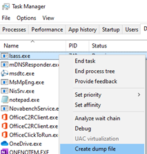 Dumping LSASS in Task Manager