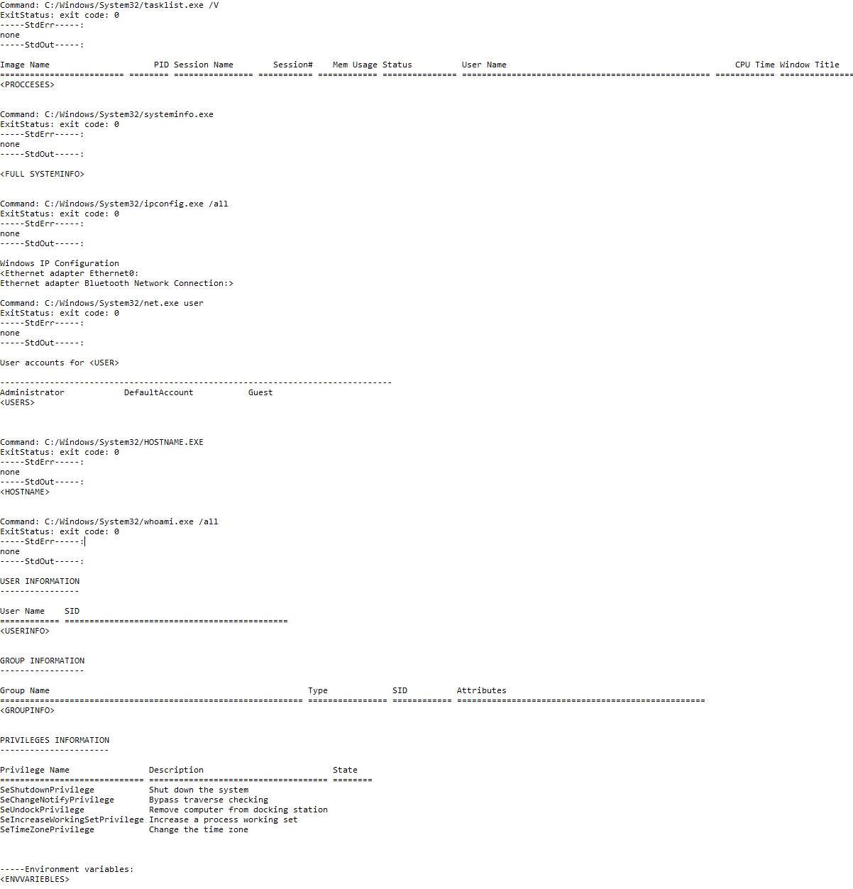 Figure 15: Sample of the collected info before encryption