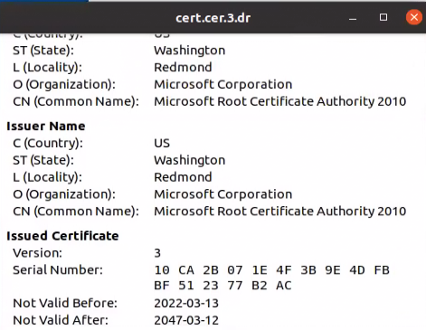 Figure 4: Details of the certificate added by the threat actor