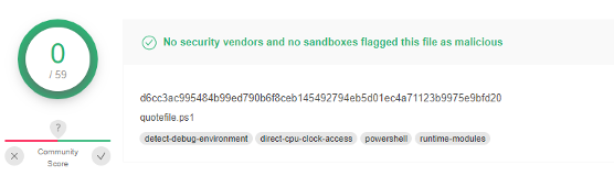 Figure 18 – Malicious PowerShell zero detection on first seen in VT.