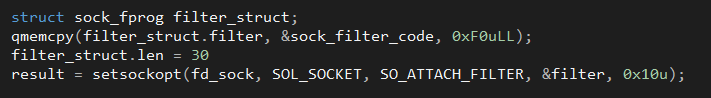 Figure 10 - Setsockopt attaches BPF