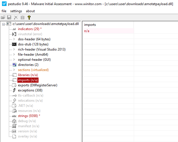 Figure 19: Empty Import table