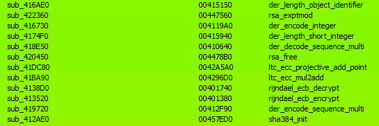 Figure 15 - Libtomcrypt bindiff snippet