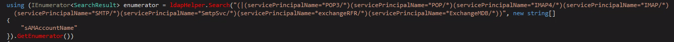 Figure 7: Exchange-related service principal names search