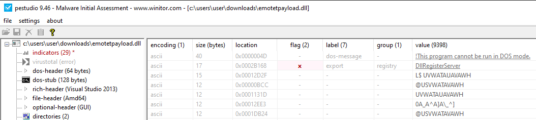 Figure 20: String of the executable file