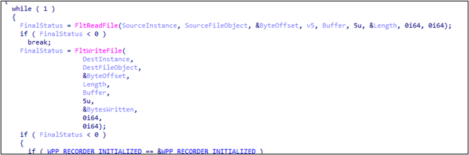 Figure 10: WcCopyStreamData, called from WcExpansionWorker