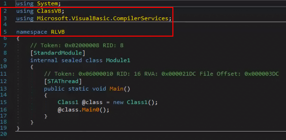 Figure 7: RLVB code thar is using external ClassVB component