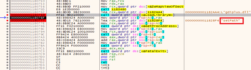 Figure 12 – “SetPath” in the “new” Bumblebee DLL.