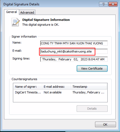 Figure 7: New certificate information.