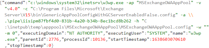 Figure 2: Log entry showing w3wp.exe process responsible for creating a file