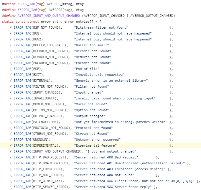 Figure 9 – FFmpeg project source, “error.c” file.